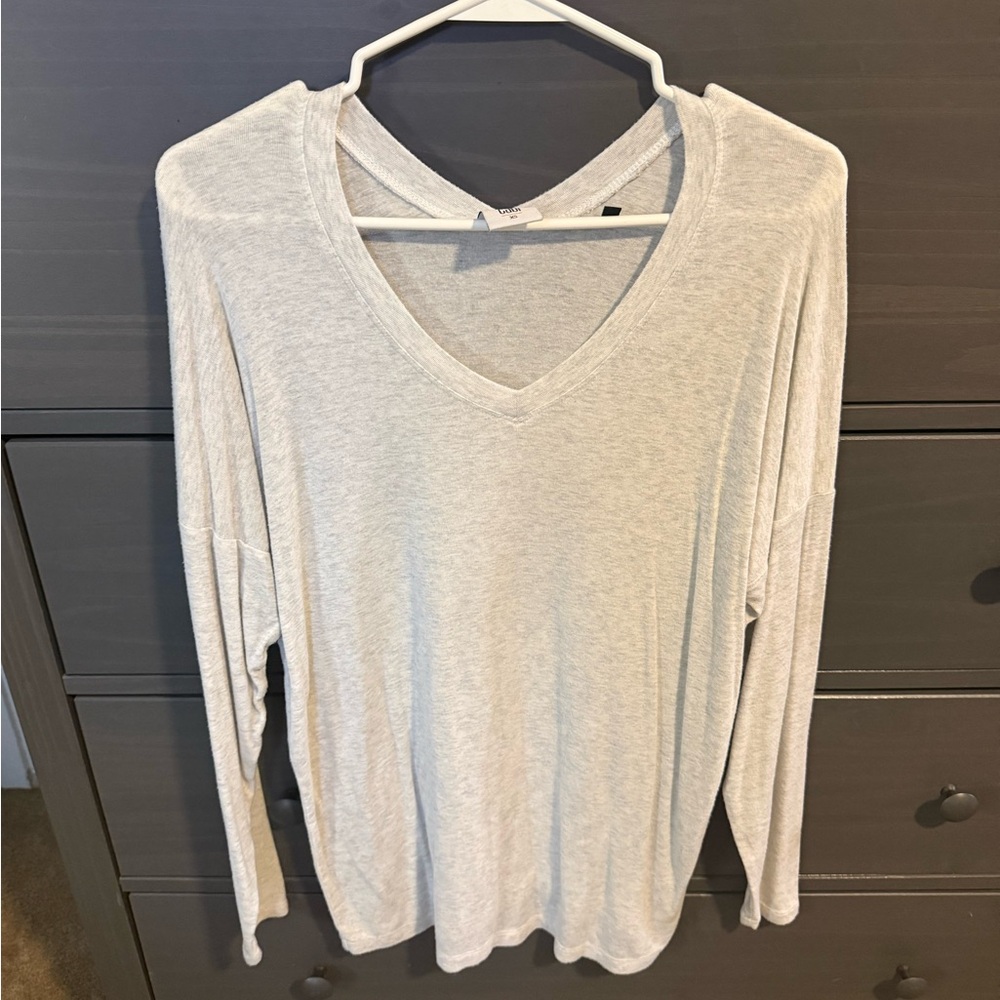 CAbi Cream Long Sleeve V-Neck Top